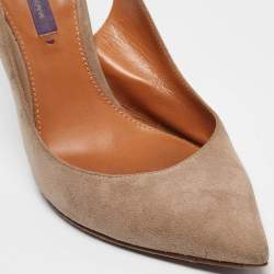 Pre Owned Ralph Lauren Light Brown Suede Slingback Pumps Size 39