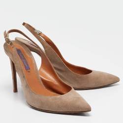 Pre Owned Ralph Lauren Light Brown Suede Slingback Pumps Size 39