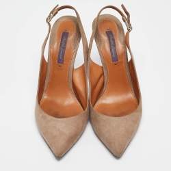 Pre Owned Ralph Lauren Light Brown Suede Slingback Pumps Size 39