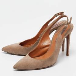 Pre Owned Ralph Lauren Light Brown Suede Slingback Pumps Size 39