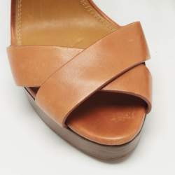 Pre Owned Ralph Lauren Brown Leather Ankle Strap Sandals 38