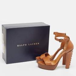 Ralph Lauren Brown Leather Ankle Strap Sandals 40