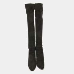 Pre Owned Ralph Lauren Black Suede Knee Length Boots Size 38