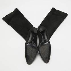 Pre Owned Ralph Lauren Black Suede Knee Length Boots Size 38