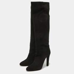 Pre Owned Ralph Lauren Black Suede Knee Length Boots Size 38