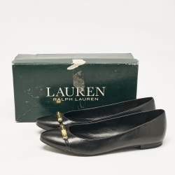 Pre Owned Ralph Lauren Black Leather Ballet Flats Size 38