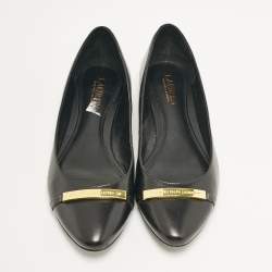 Pre Owned Ralph Lauren Black Leather Ballet Flats Size 38