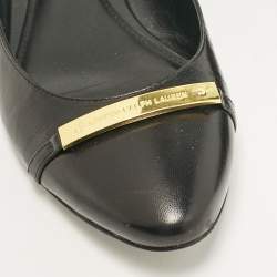 Pre Owned Ralph Lauren Black Leather Ballet Flats Size 38
