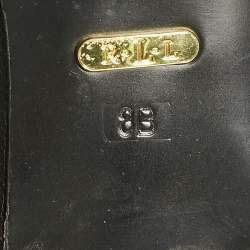 Pre Owned Ralph Lauren Black Leather Ballet Flats Size 38