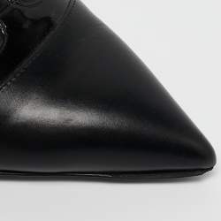 Ralph Lauren Black Leather and Patent Leather Ankle Strap  Pumps Size 37