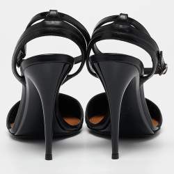 Ralph Lauren Black Leather and Patent Leather Ankle Strap  Pumps Size 37