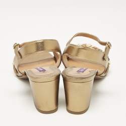 Ralph Lauren Brown Leather Ankle Strap Sandals Size 39.5