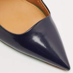 Pre Owned Ralph Lauren Navy Blue Leather Pointed Toe Slingback Pumps Size 38