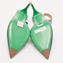 Pre Owned Ralph Lauren Navy Blue Leather Pointed Toe Slingback Pumps Size 38