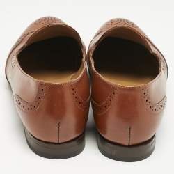Ralph Lauren Brown Perforated Leather Quincy Loafers Size 41