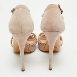 Pre Owned Ralph Lauren Light Purple Suede T Strap Platform Sandals Size 40