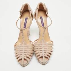 Pre Owned Ralph Lauren Light Purple Suede T Strap Platform Sandals Size 40