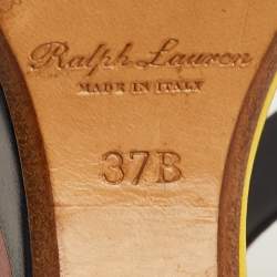 مملوكة مسبقًا صندل رالف لورين جلد أريانا أزرق بحري لون متقلب منصة مقاس 37