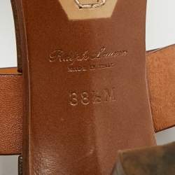 Pre Owned Ralph Lauren Size 38.5 Brown Leather Ankle Strap Sandals