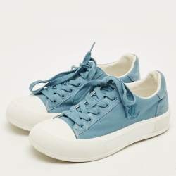 Pre Owned حذاء رياضى رالف لورين آيرز قماش وزمرد أزرق/أبيض عنق منخفض مقاس 40