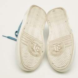 Pre Owned حذاء رياضى رالف لورين آيرز قماش وزمرد أزرق/أبيض عنق منخفض مقاس 40