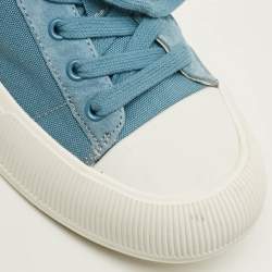 Pre Owned حذاء رياضى رالف لورين آيرز قماش وزمرد أزرق/أبيض عنق منخفض مقاس 40