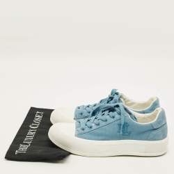 Pre Owned حذاء رياضى رالف لورين آيرز قماش وزمرد أزرق/أبيض عنق منخفض مقاس 40