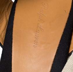 Pre Owned Ralph Lauren Black Canvas Uma Espadrille Wedge Ankle Wrap Platform Sandals Size 41