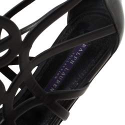 Pre Owned Ralph Lauren Collection Black Leather Cut Our Flat Sandals Size 37