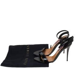 Pre Owned Ralph Lauren Black Leather Open Toe Ankle Strap Sandals Size 37