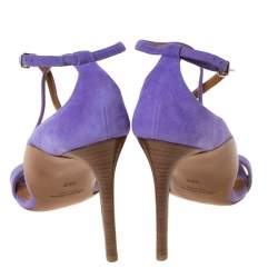 Pre Owned صندل رالف لورين بيانا سويدي لافاندر بحزام للكاحل مقاس 36