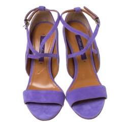 Pre Owned صندل رالف لورين بيانا سويدي لافاندر بحزام للكاحل مقاس 36