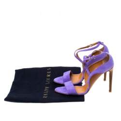 Pre Owned صندل رالف لورين بيانا سويدي لافاندر ب حزام للكاحل مقاس 36