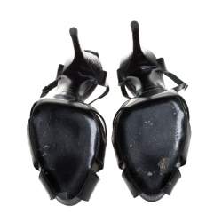 Pre Owned Ralph Lauren Black Lizard Jeanette Ankle Strap Sandals Size 40