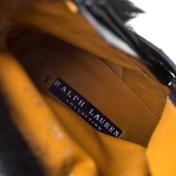 Pre Owned Ralph Lauren Black Leather and Faux Fur Vivian Ankle Boots Size 40