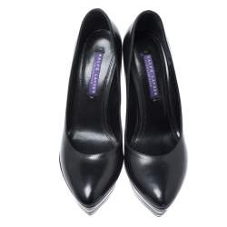 Pre Owned Ralph Lauren Black Leather Platform Pumps Size 36