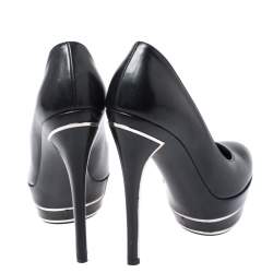 Pre Owned Ralph Lauren Black Leather Platform Pumps Size 36