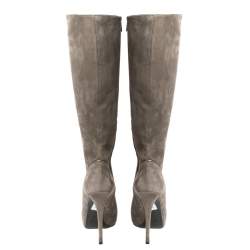 Pre Owned Ralph Lauren Grey Suede Heel High Boots Size 39