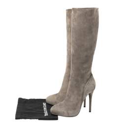 Pre Owned Ralph Lauren Grey Suede Heel High Boots Size 39