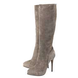 Pre Owned Ralph Lauren Grey Suede Heel High Boots Size 39