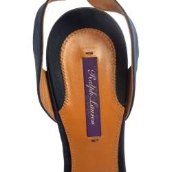 مملوكة مسبقًا صندل رالف لورين نعل سميك سير كاحل قماس بولكا دوت أزرق مقاس 40