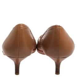 Pre Owned Ralph Lauren Brown Leather Cap-Toe Pumps Size 39.5