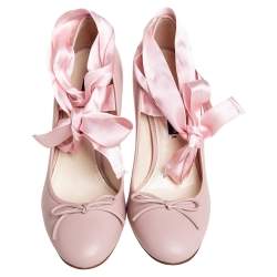 Pre Owned Ralph Lauren Pink Leather Ankle Wrap Pumps Size 36