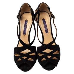 Pre Owned Ralph Lauren Black Suede Sandals Size 37