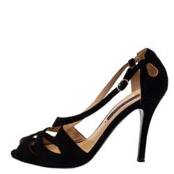 Pre Owned Ralph Lauren Black Suede Sandals Size 37