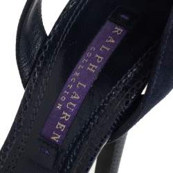 Pre Owned Ralph Lauren Blue Leather Ankle Strap Sandals Size 37