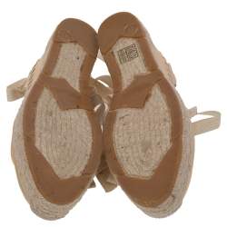 Pre Owned Ralph Lauren Gold Leather Espadrille Sandals Size 36
