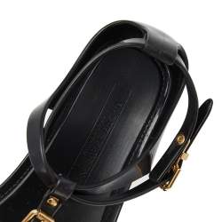 مملوكة مسبقًا Ralph Lauren Black Jelly Karly Ankle Strap Thong Flat Sandals Size 38.5