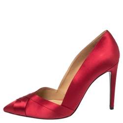 Pre Owned Ralph Lauren Collection Burgundy Satin Pointed Toe Pumps Size 38.5