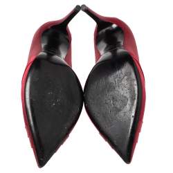 Pre Owned Ralph Lauren Collection Burgundy Satin Pointed Toe Pumps Size 38.5
